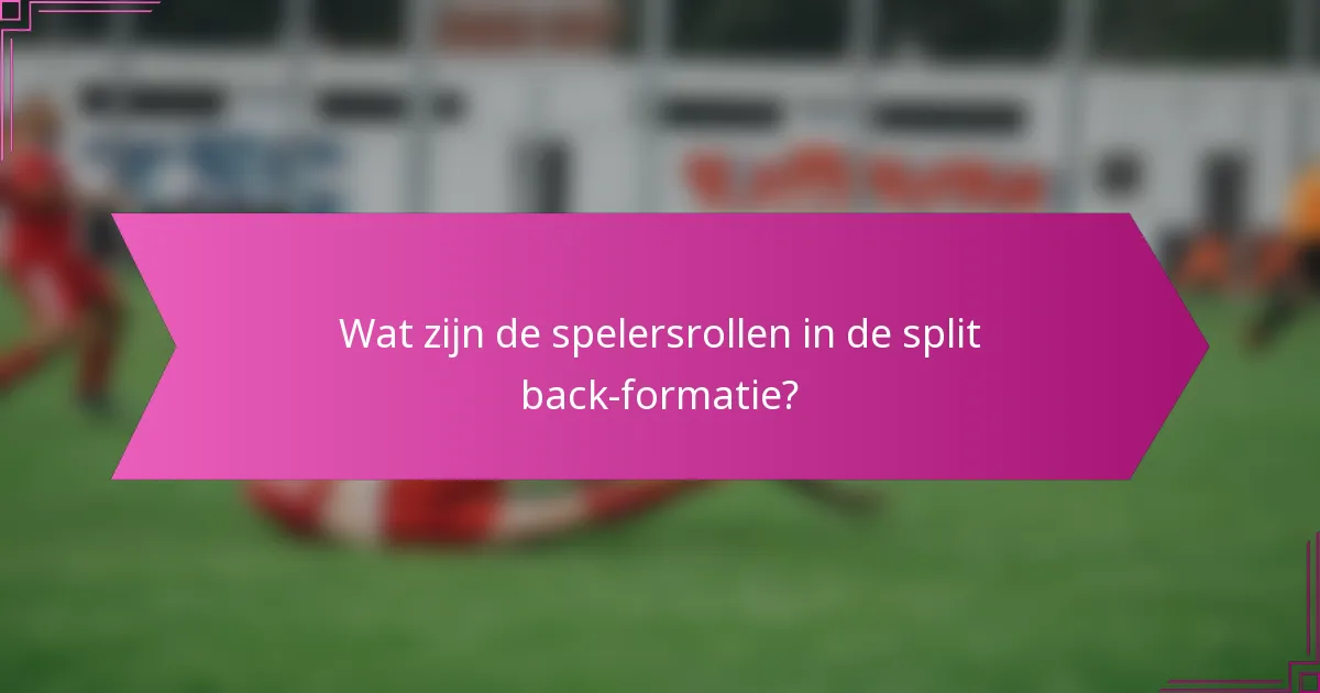 Wat zijn de spelersrollen in de split back-formatie?